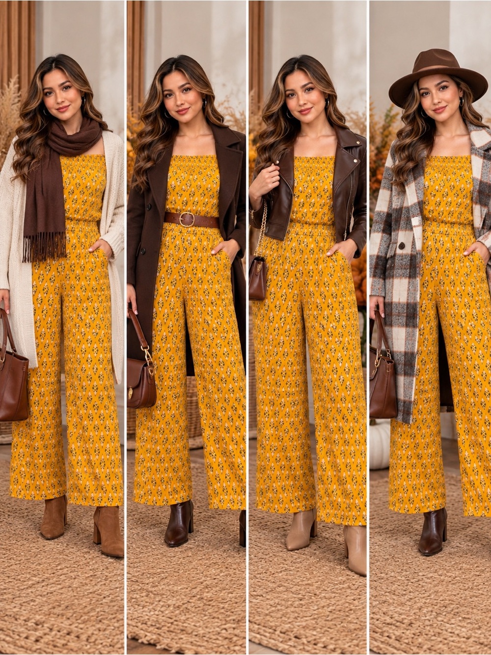 Xhilaration Yellow Diamond Print Off-Shoulder Jumpsuit medium 20-24